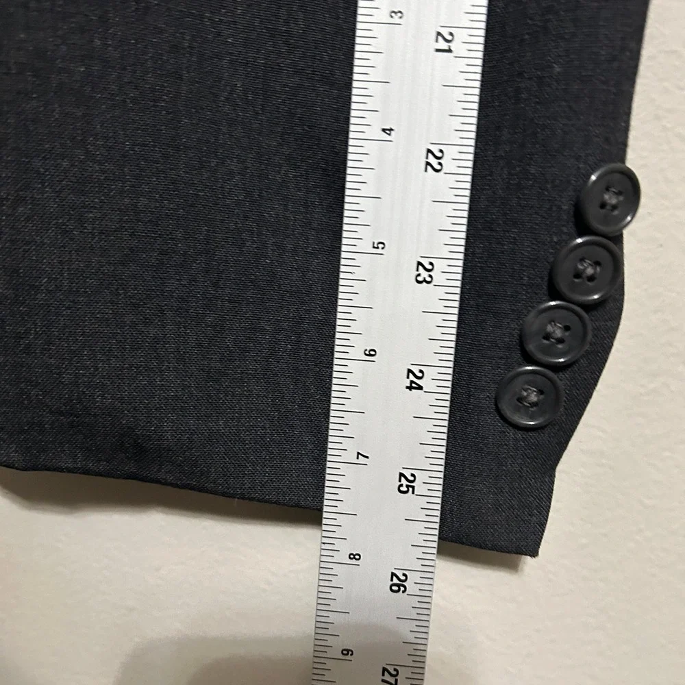 Lands End Blazer Mens 48R Charcoal Grey Two Button Jacket USA Preppy Old Luxury